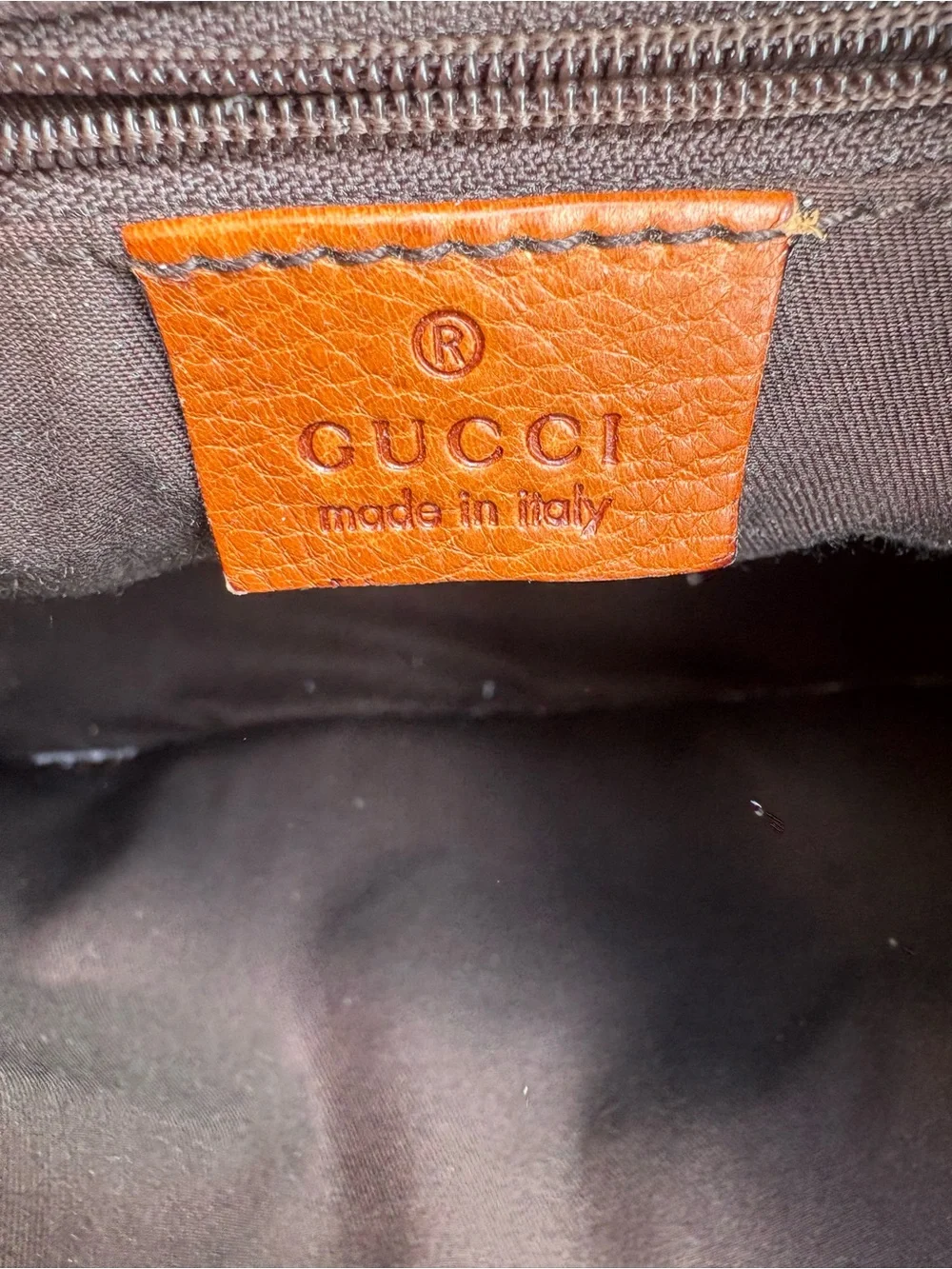 Vintage Gucci GG Ring Handle Small Hobo Bag Tan Leather Y2K